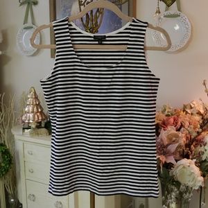 Talbots Black and White Striped Tank